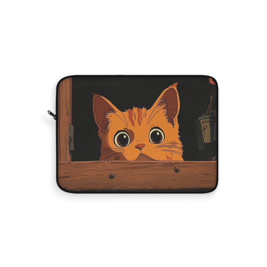 Anime Cat Laptop Sleeve, Studio Ghibli Inspired Protective Cover, Cute Funny Orange Cat, Gift for Cat Mom, Sleeve Case