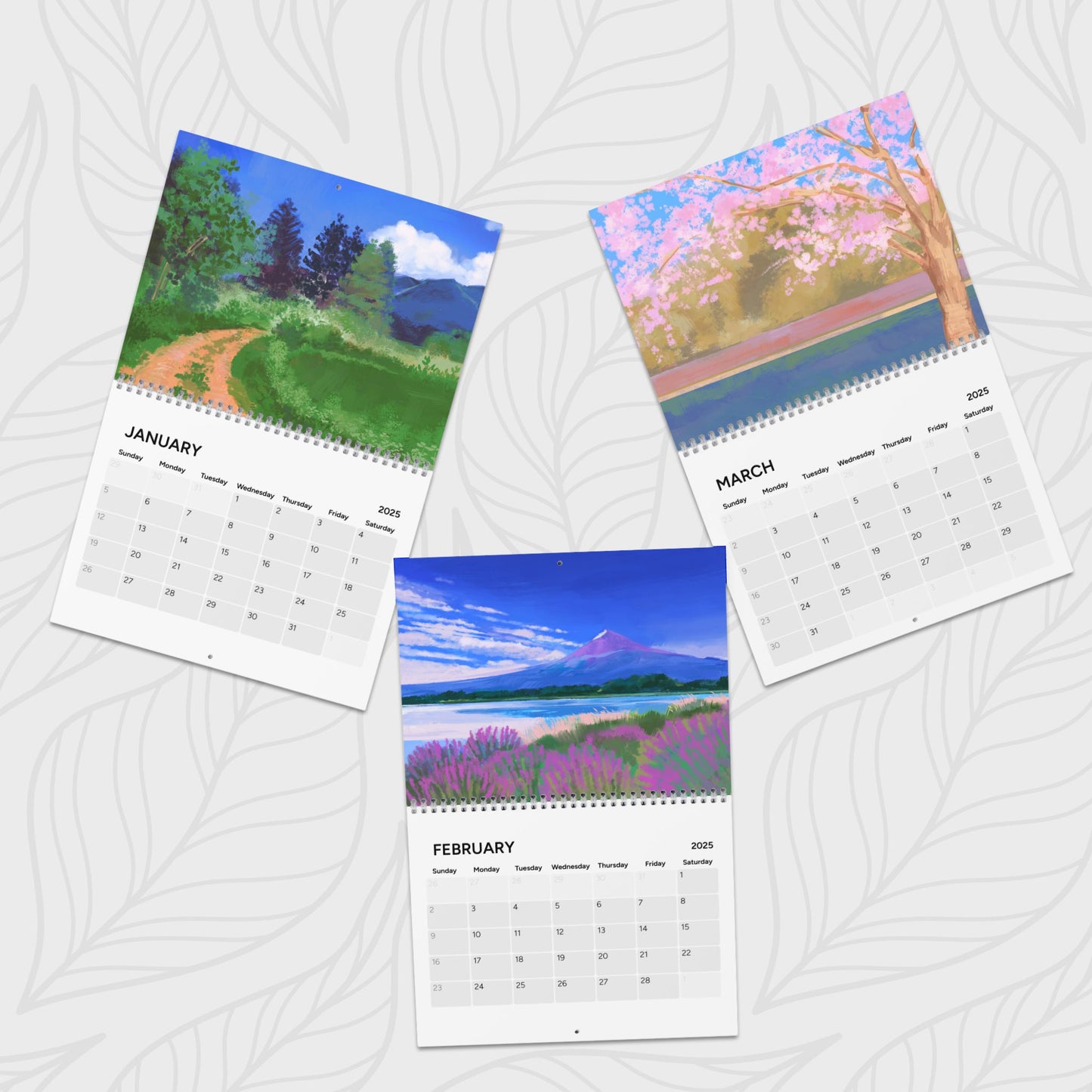 2025 Wall Calendar Landscapes Inspired By Studio Ghibli Colors - Yearly Desk Calendar