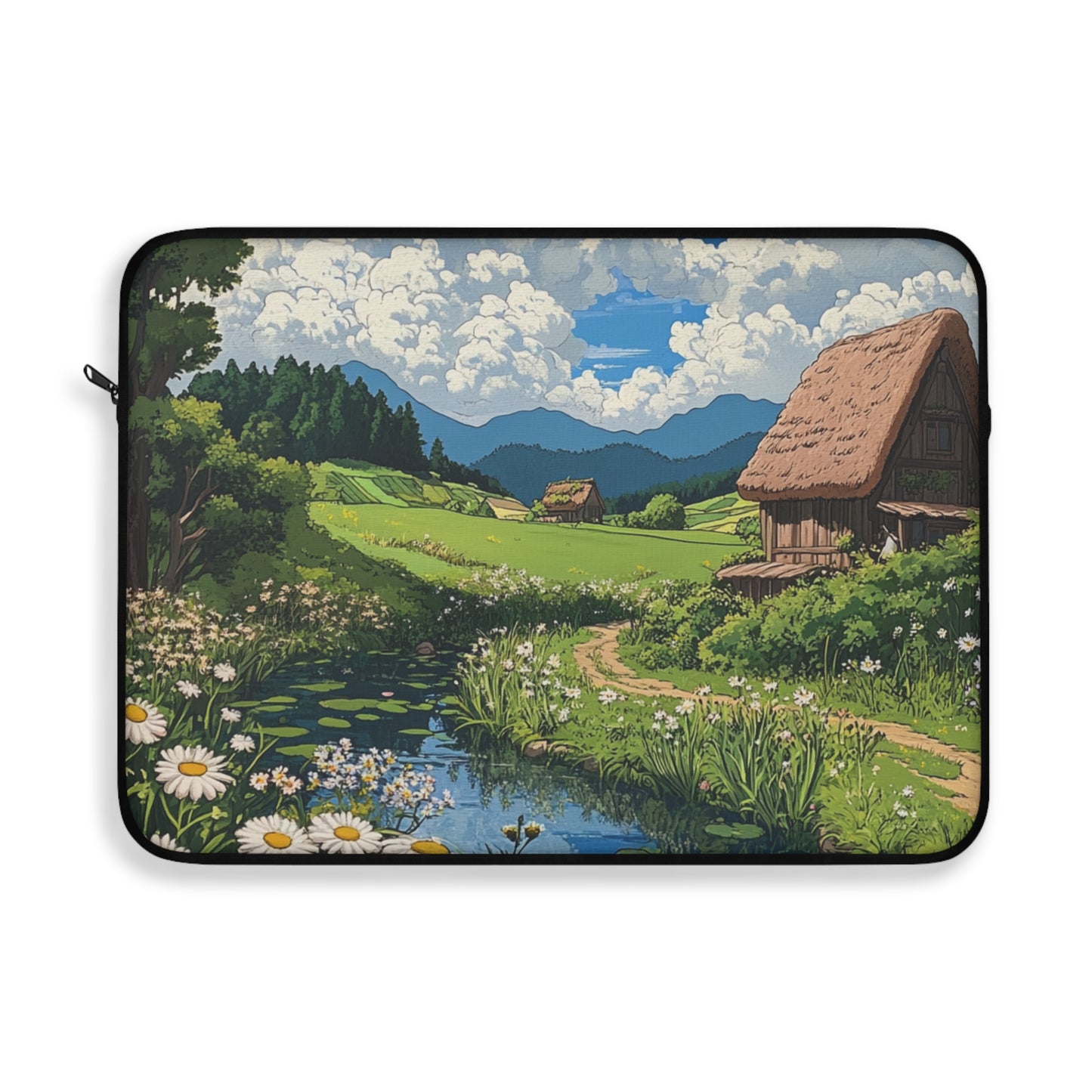 Anime Landscape Laptop Sleeve, Studio Ghibli Inspired, Gardener and Anime Lover Gift, Protective Cover, Cute Nature Case