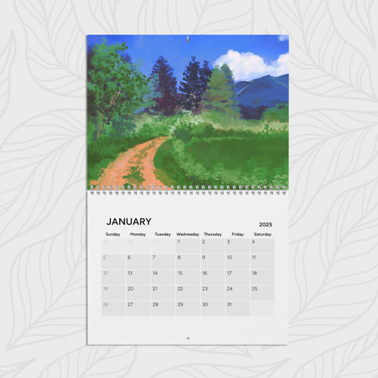 2025 Wall Calendar Landscapes Inspired By Studio Ghibli Colors - Yearly Desk Calendar