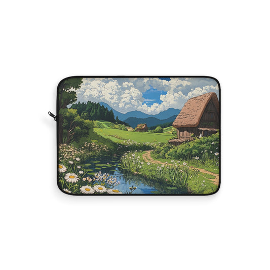 Anime Landscape Laptop Sleeve, Studio Ghibli Inspired, Gardener and Anime Lover Gift, Protective Cover, Cute Nature Case