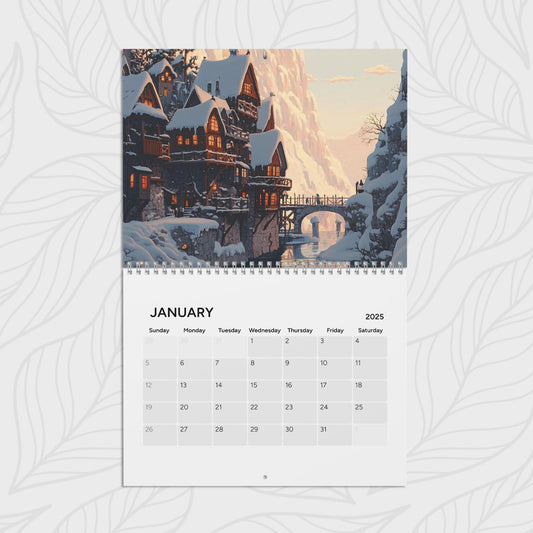 2025 Wall Calendar Landscapes Inspired By Studio Ghibli Colors - Yearly Desk Calendar