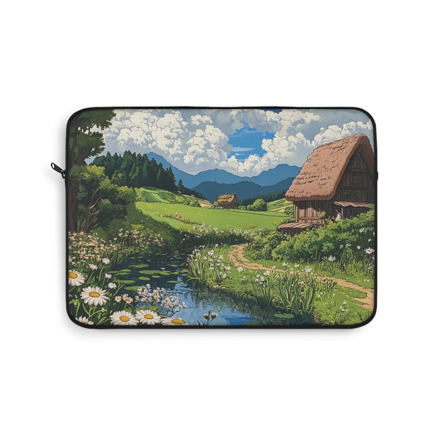 Anime Landscape Laptop Sleeve, Studio Ghibli Inspired, Gardener and Anime Lover Gift, Protective Cover, Cute Nature Case