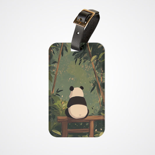 Cute Sad Panda Luggage Tag, Anime Bag Tag, Kawaii Travel Accessories, Inspired by Studio Ghibli