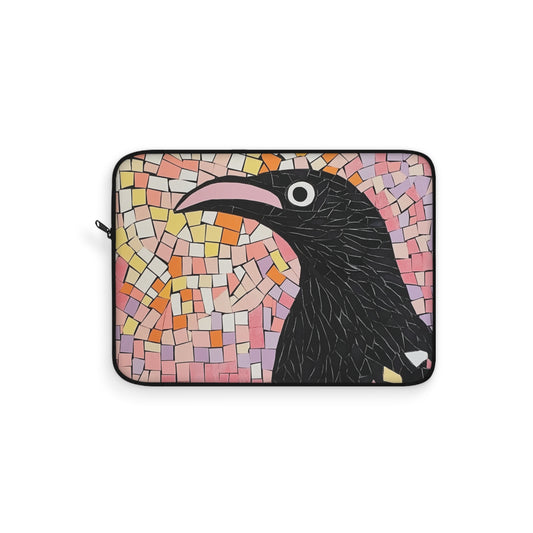 Colorful Mosaic Crow Laptop Sleeve Cover, Whimsical Bird Lover Gift, Travel Accessory