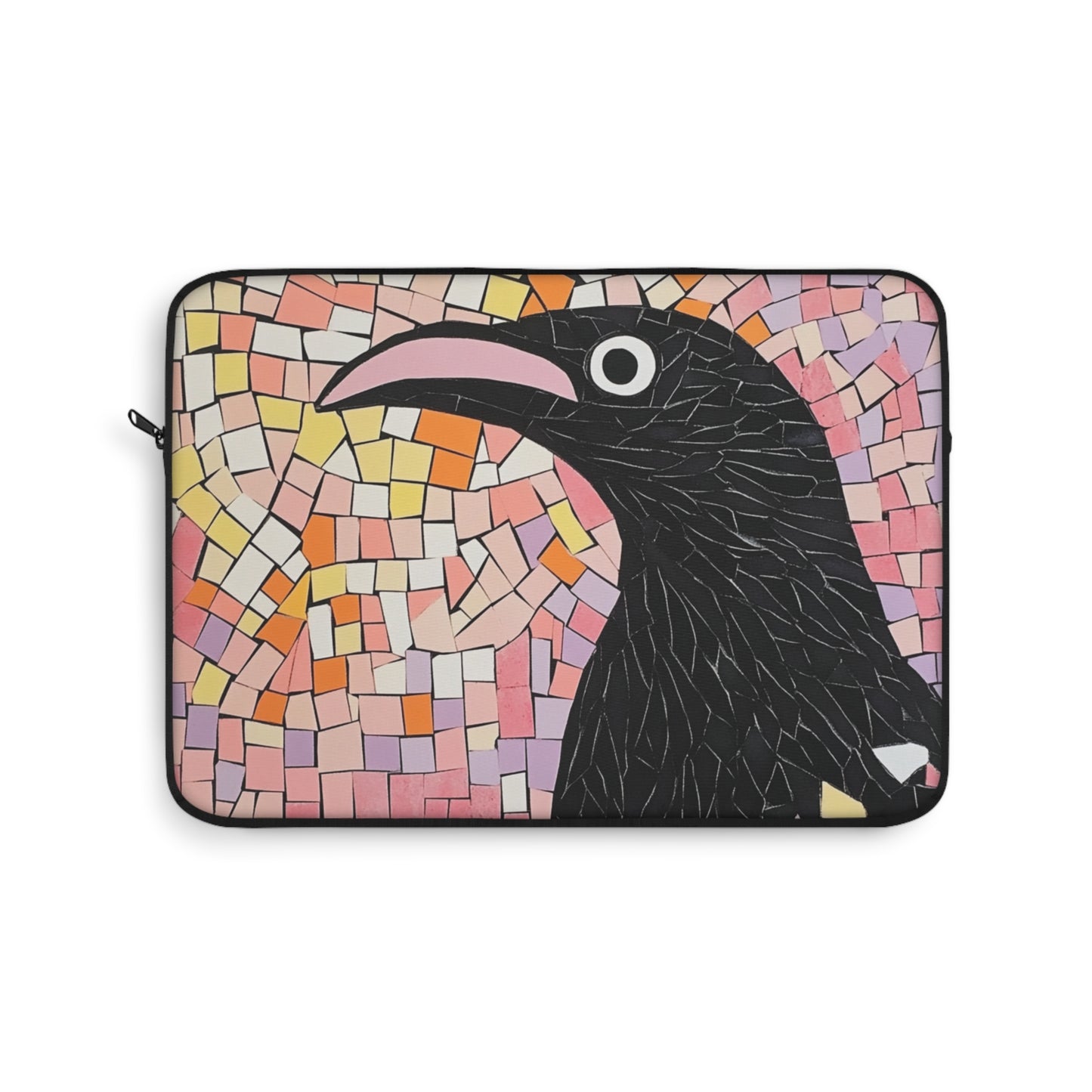 Colorful Mosaic Crow Laptop Sleeve Cover, Whimsical Bird Lover Gift, Travel Accessory