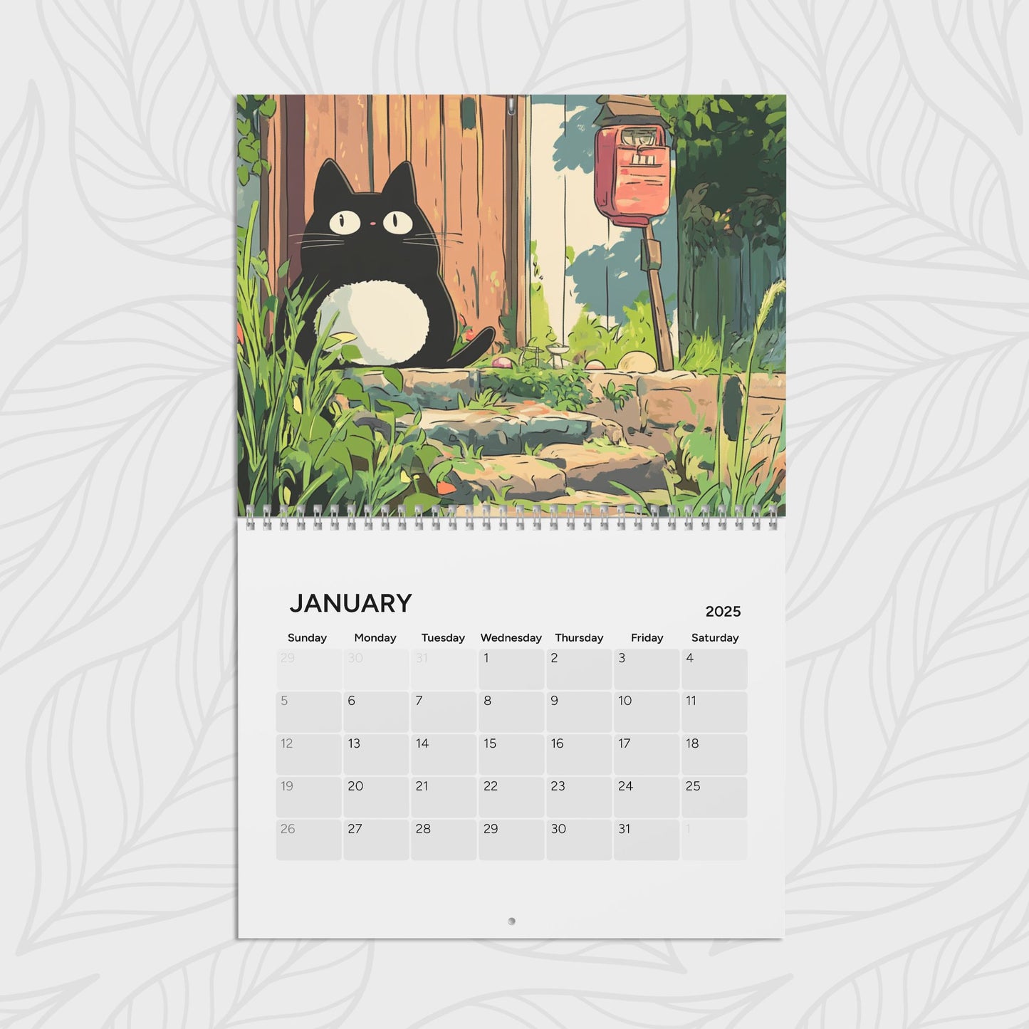 2025 Wall Calendar -Cat Calendar Inspired By Studio Ghibli   - Yearly Desk Calendar, Family Calendar